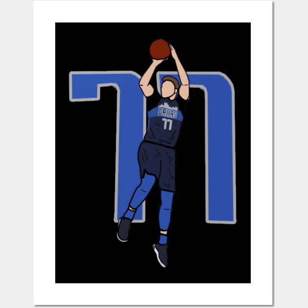 Luka Doncic 77 Fadeaway Jumpshot - NBA Dallas Mavericks Wall Art by IveyEricssonArt